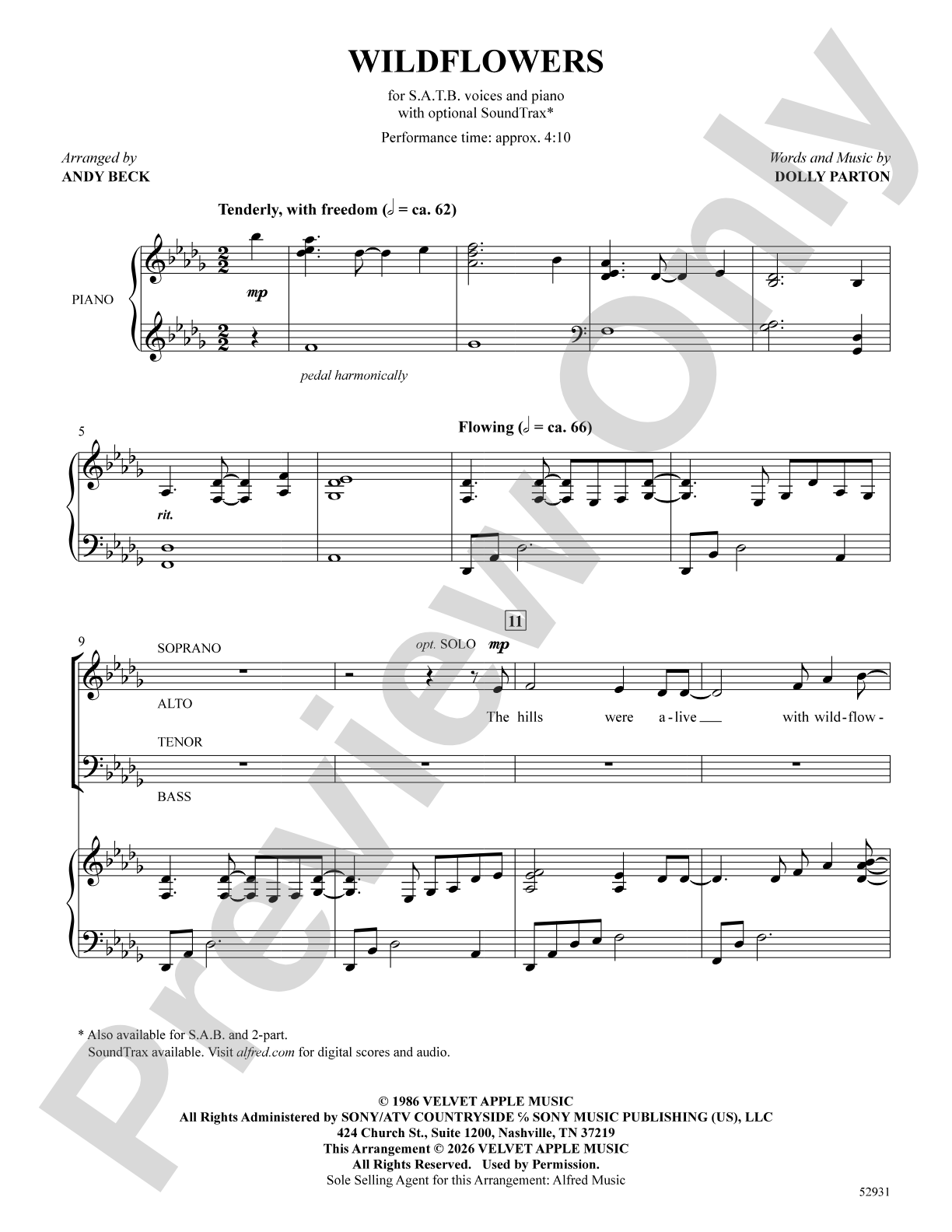 Wildflowers: SATB Choral Octavo