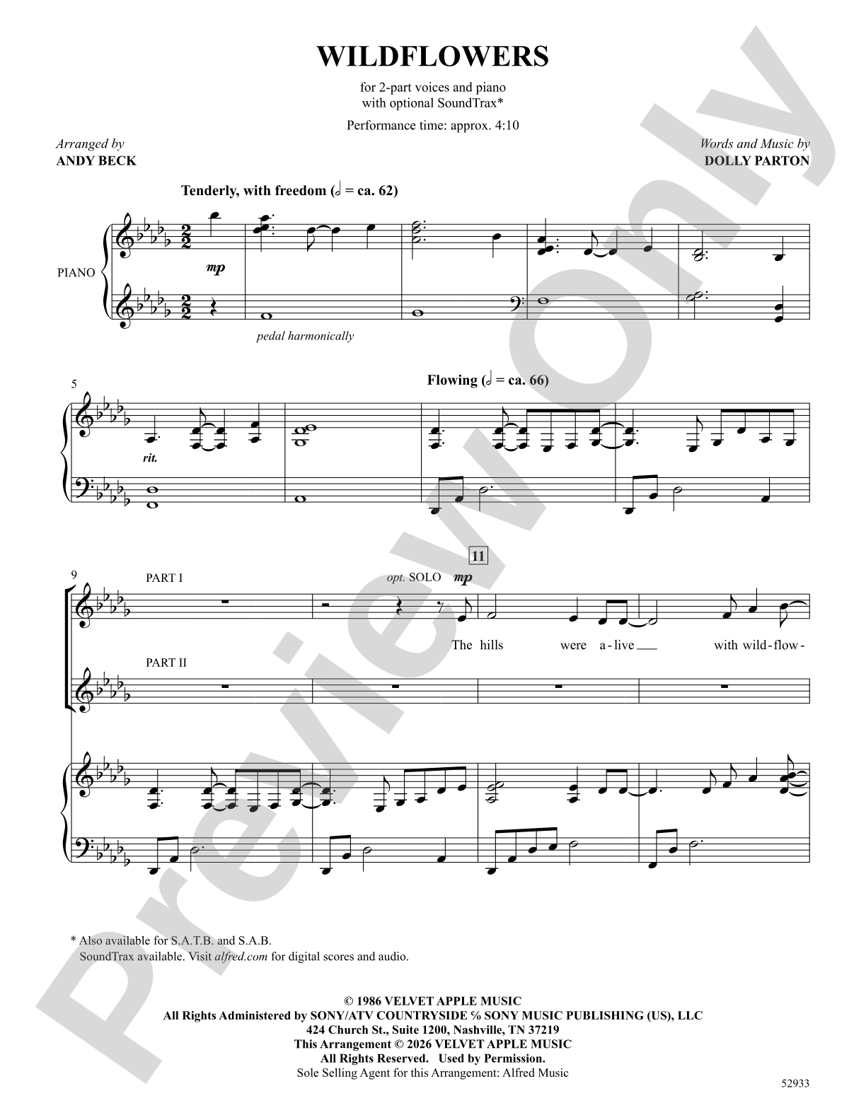 Wildflowers: 2-Part Choral Octavo