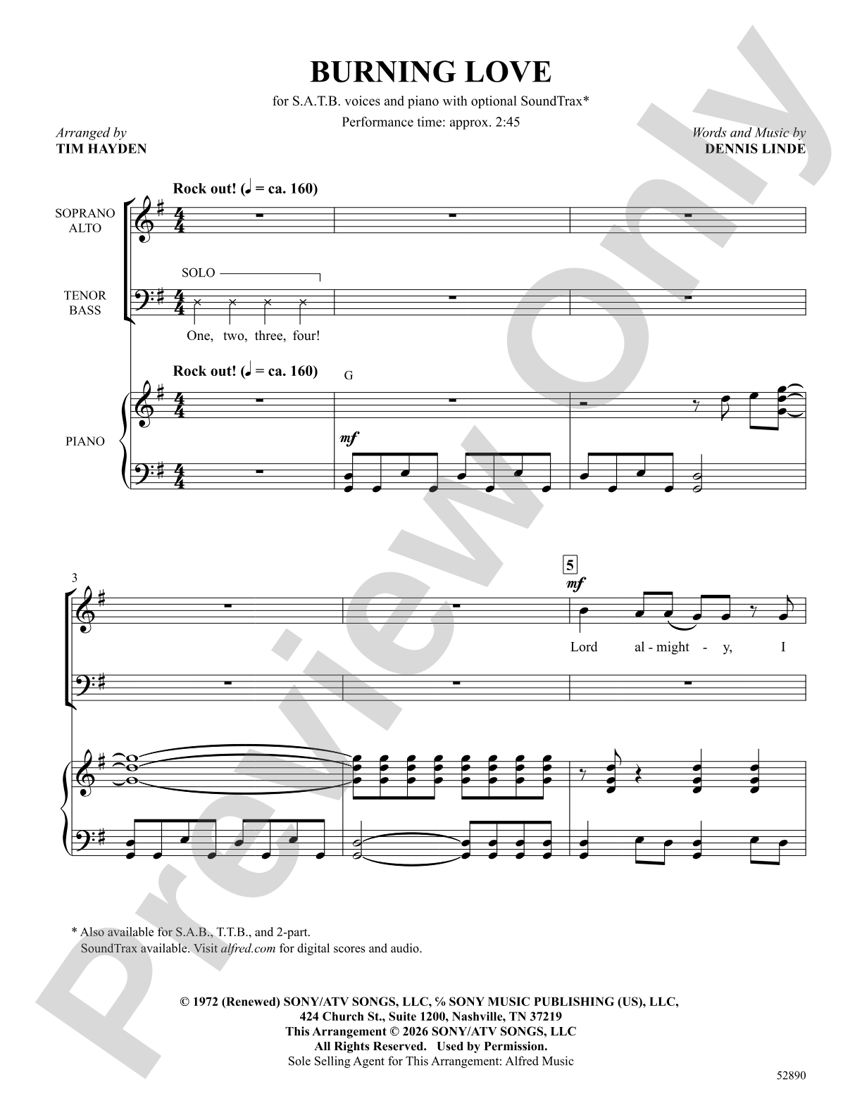 Burning Love: SATB Choral Octavo