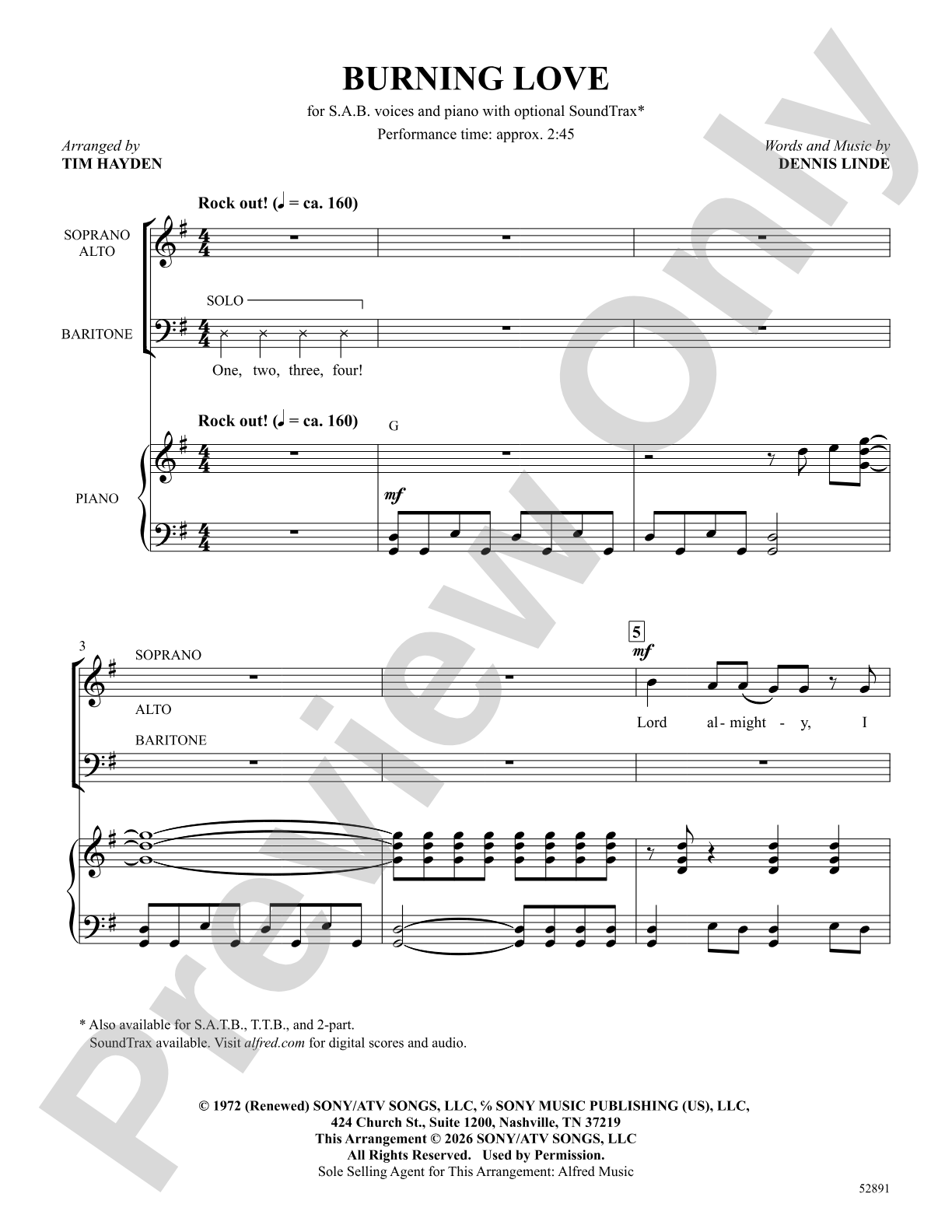 Burning Love: SAB Choral Octavo