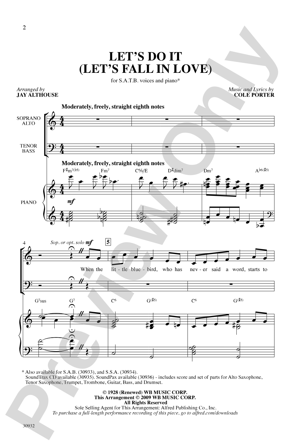Let's Do It (Let's Fall in Love): SATB Choral Octavo