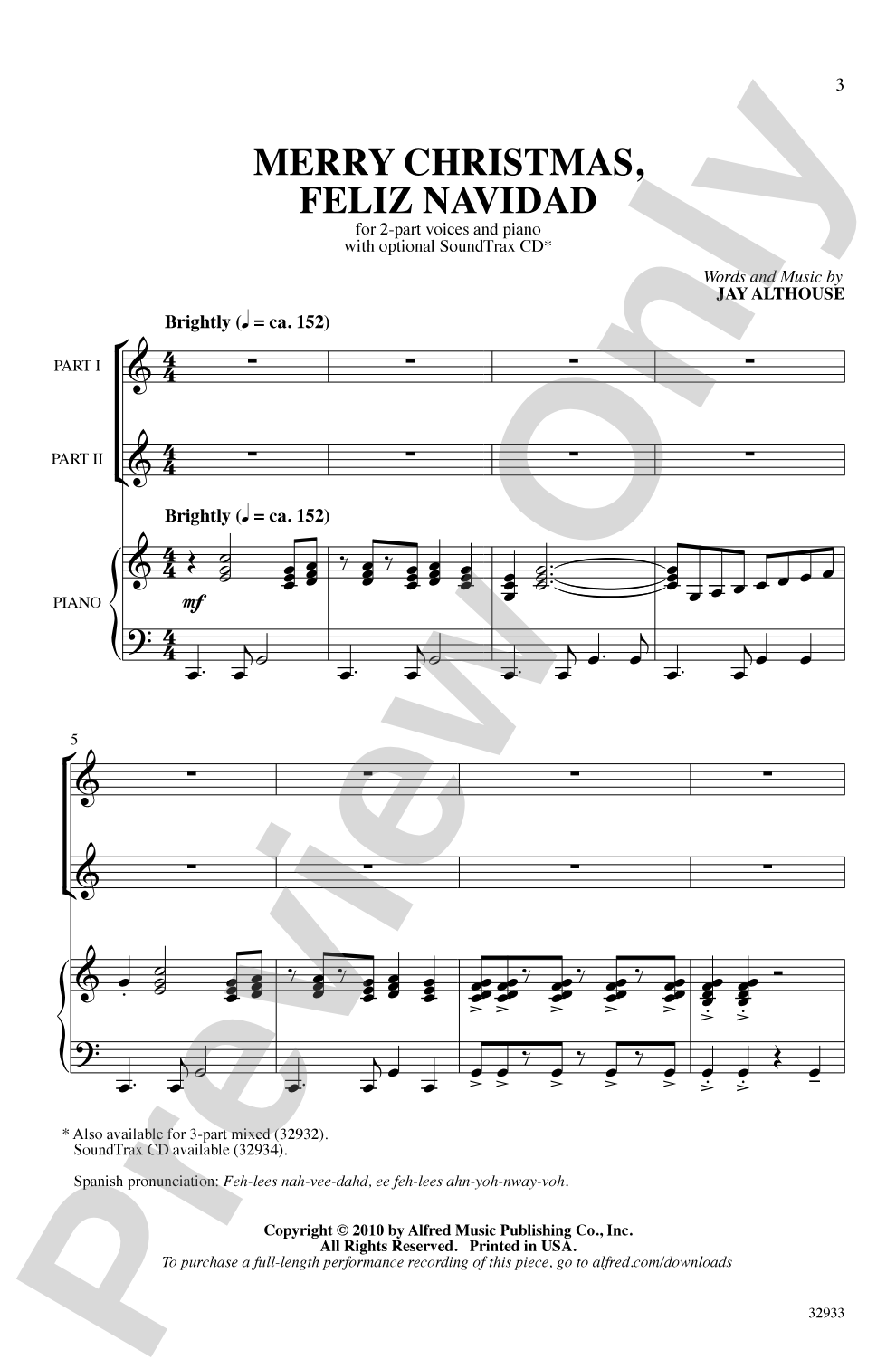 Merry Christmas, Feliz Navidad: 2-Part Choral Octavo