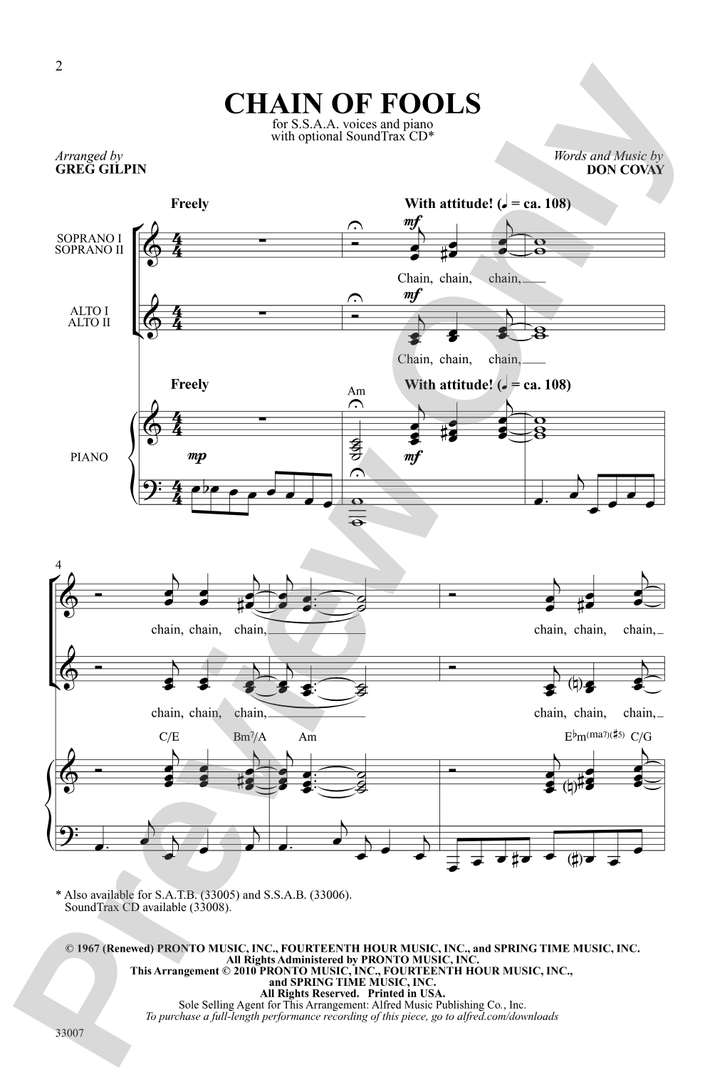 Chain of Fools: SSA Choral Octavo