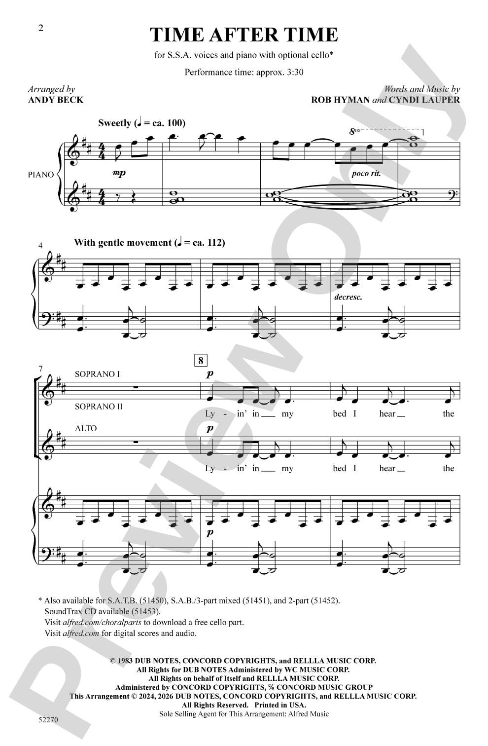 Time After Time: SSA Choral Octavo