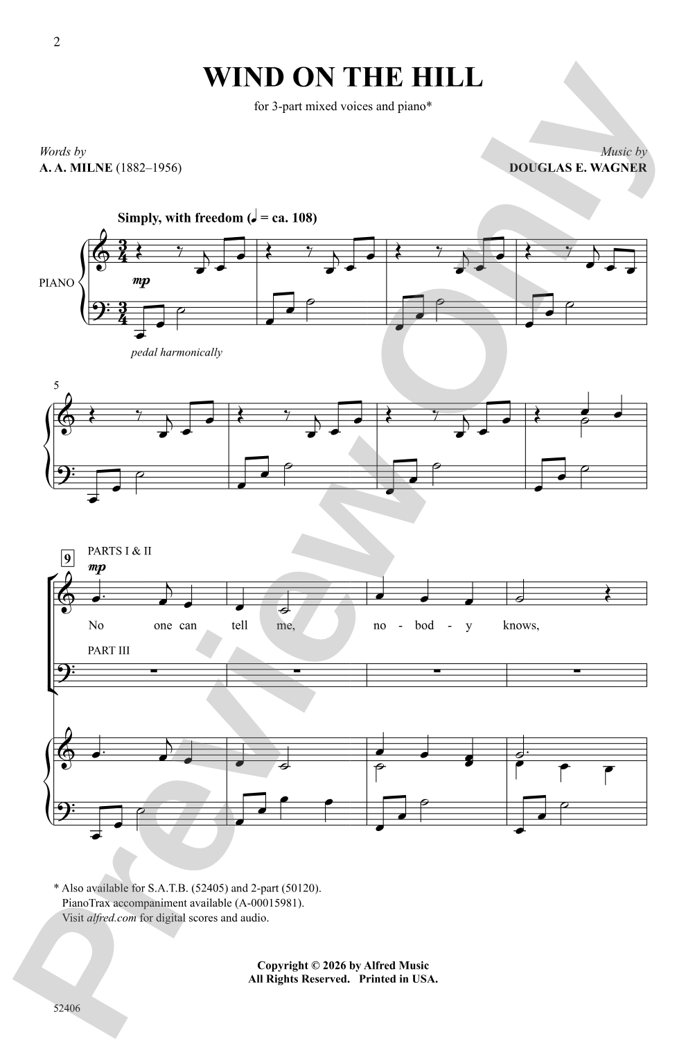 Wind on the Hill: 3-Part Mixed Choral Octavo
