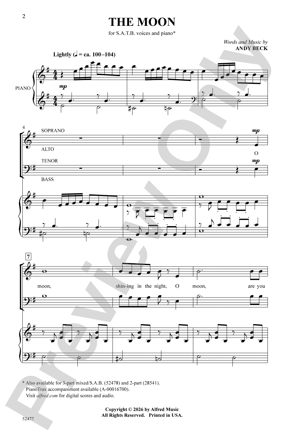 The Moon: SATB Choral Octavo
