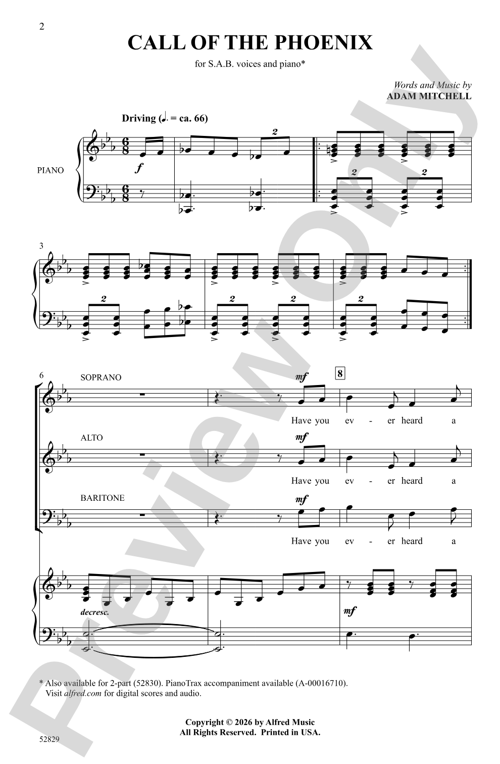 Call of the Phoenix: SAB Choral Octavo