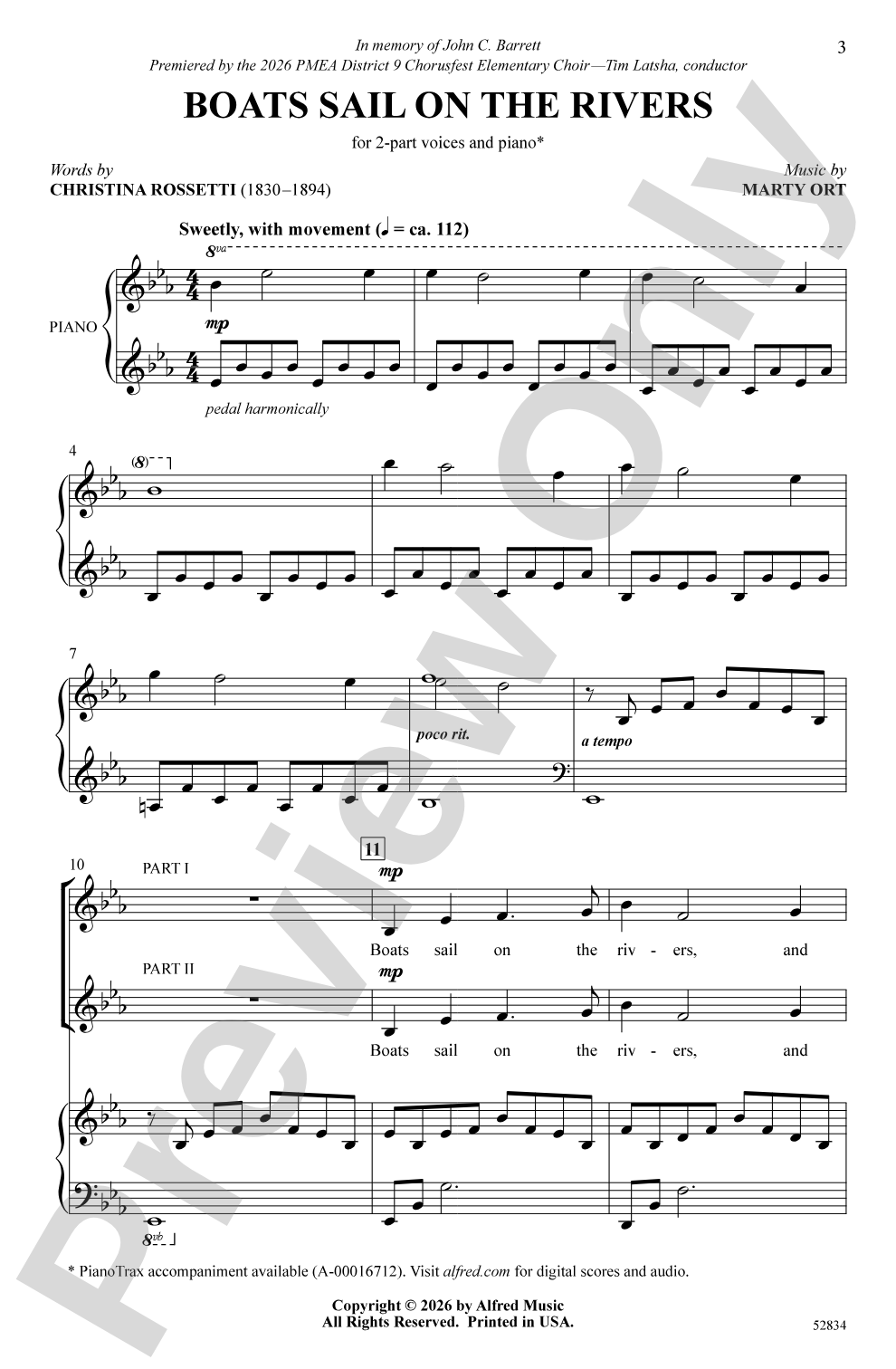 Boats Sail on the Rivers: 2-Part Choral Octavo