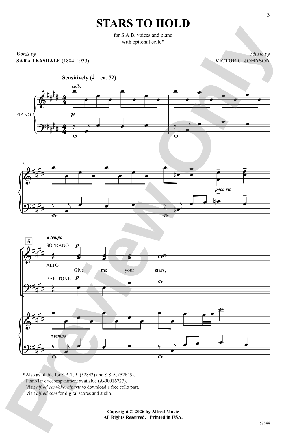 Stars to Hold: SAB Choral Octavo