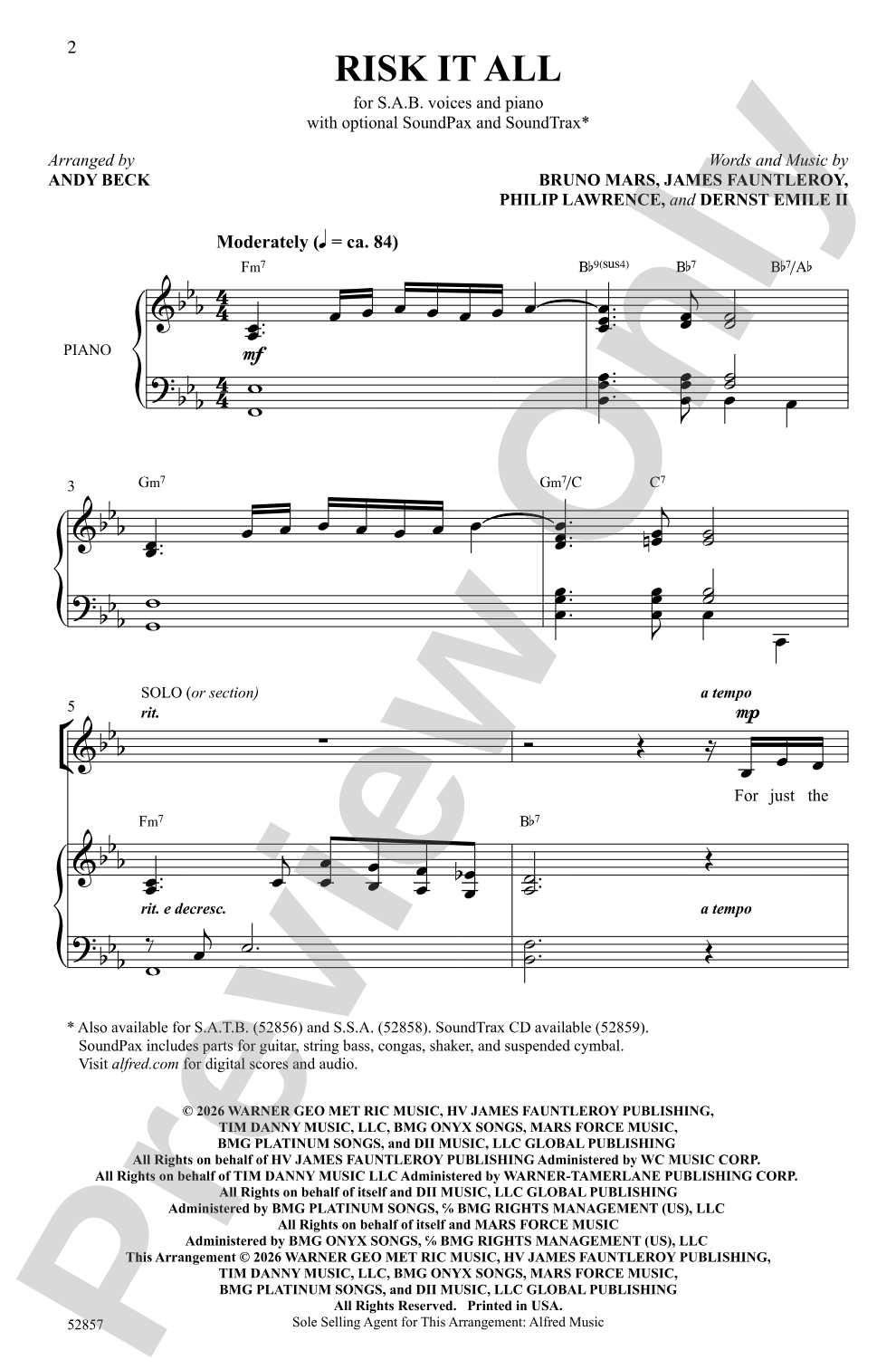 Risk It All: SAB Choral Octavo