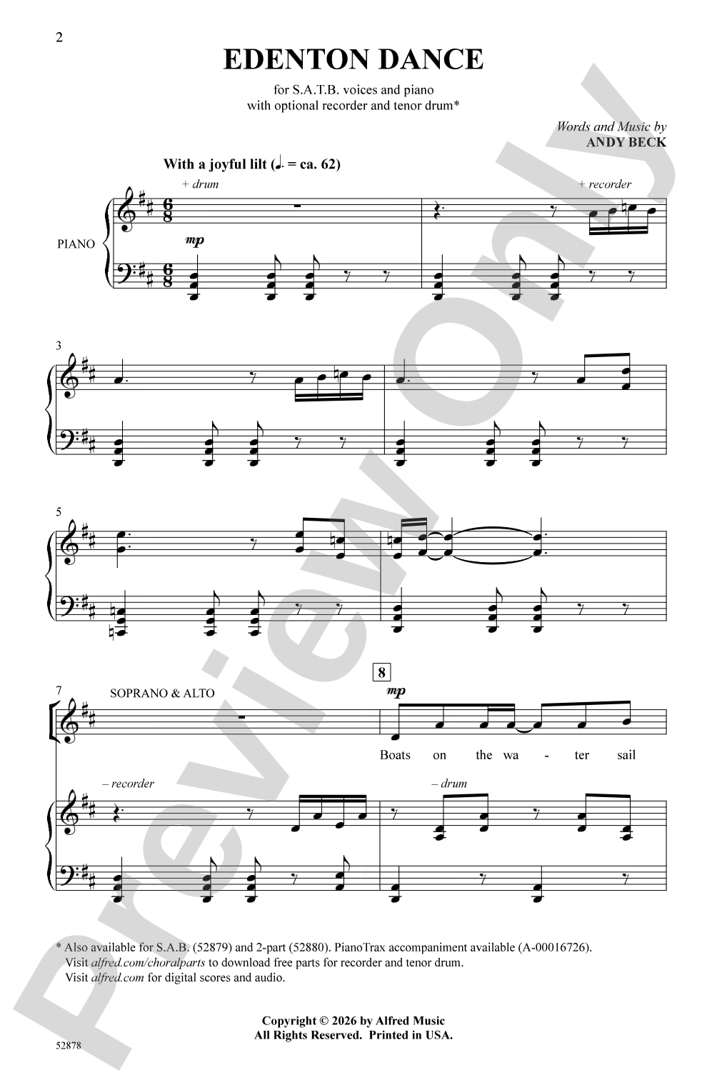 Edenton Dance: SATB Choral Octavo