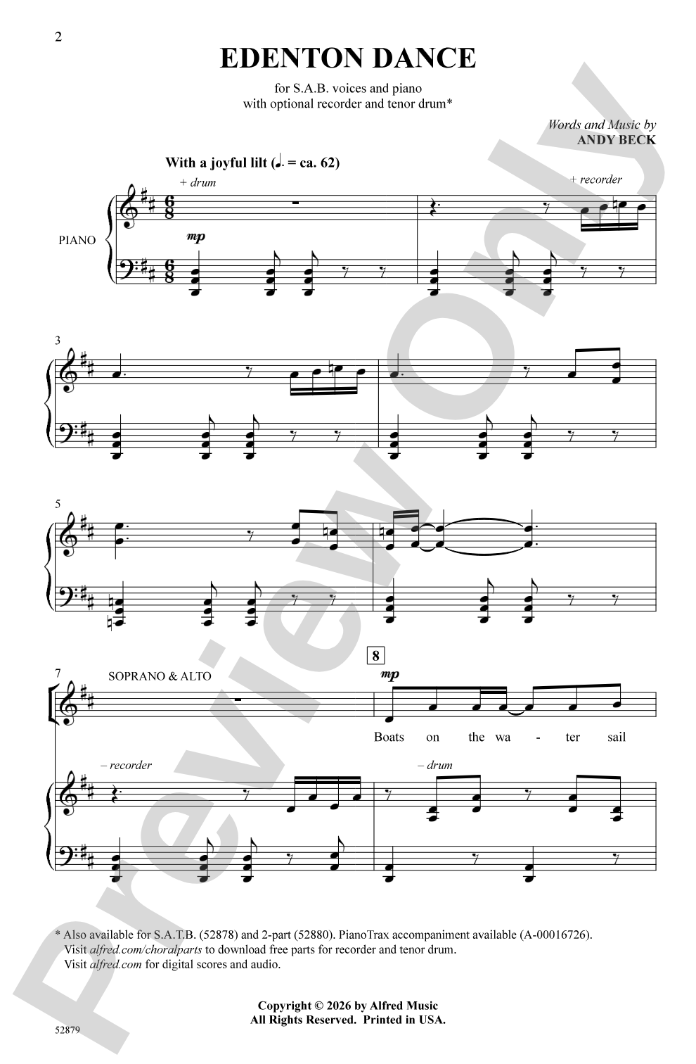 Edenton Dance: SAB Choral Octavo