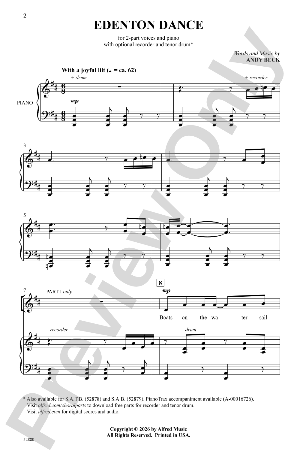 Edenton Dance: 2-Part Choral Octavo