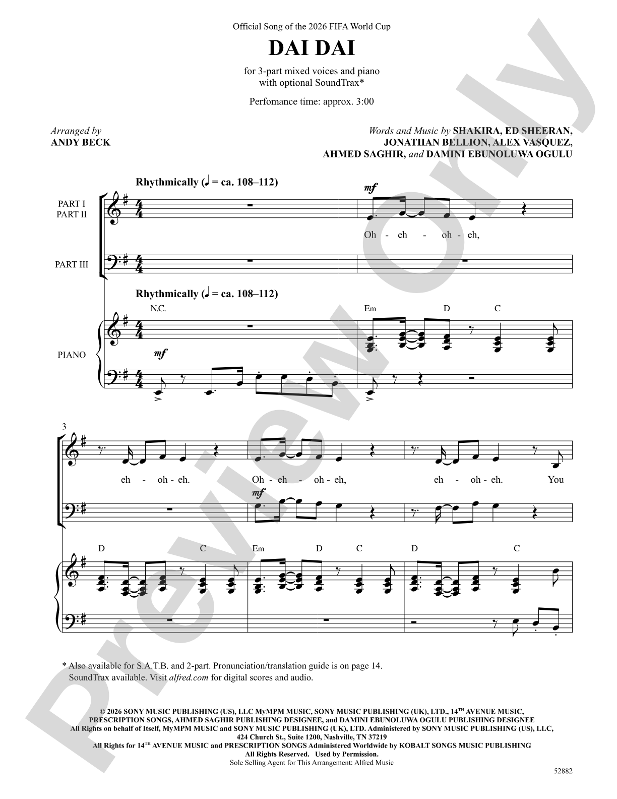 Dai Dai: 3-Part Mixed Choral Octavo