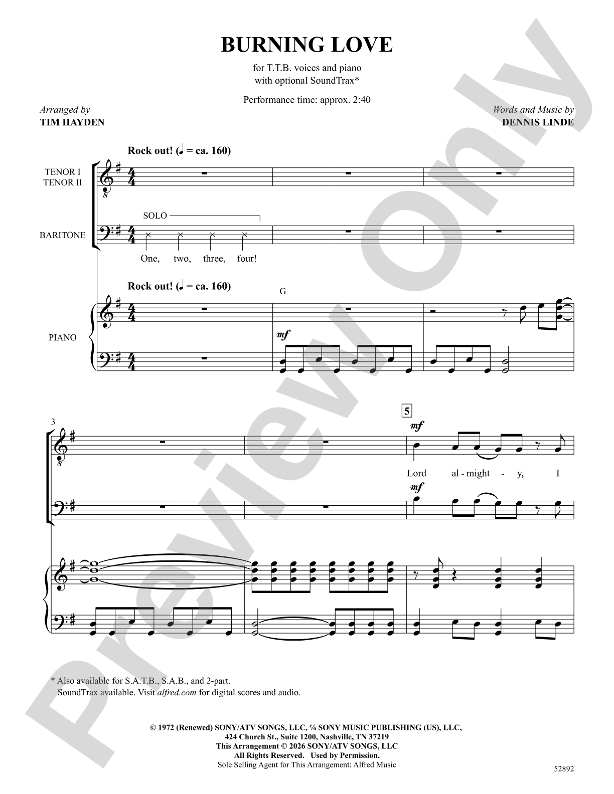 Burning Love: TTB Choral Octavo
