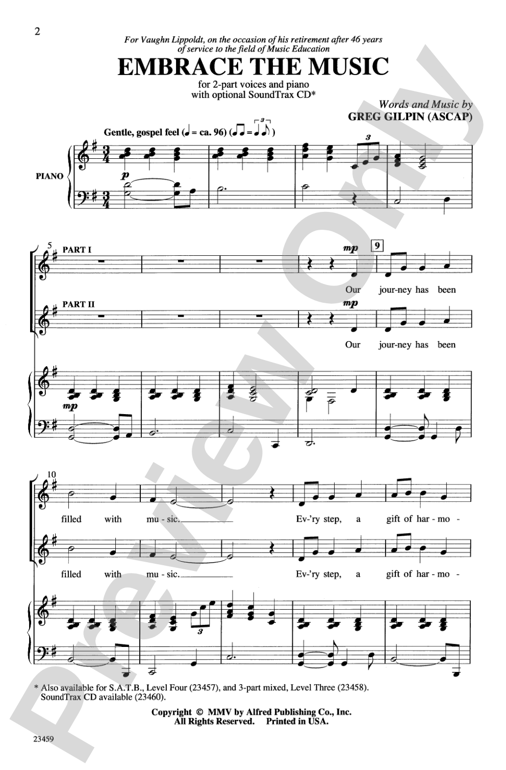 Embrace the Music: 2-Part Choral Octavo