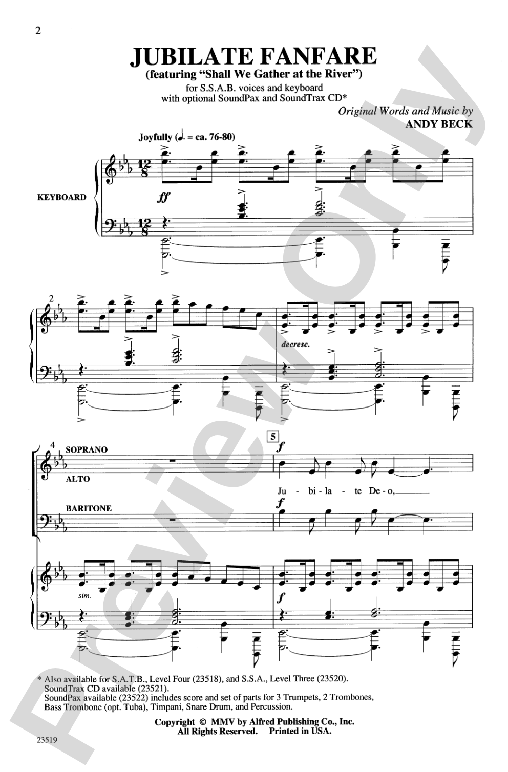 Jubilate Fanfare: SSAB Choral Octavo
