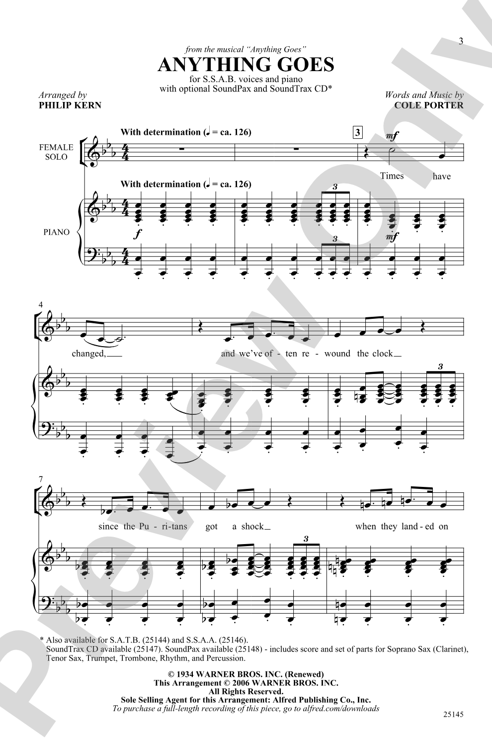 Anything Goes (from the musical <I>Anything Goes</I>): SSAB Choral Octavo