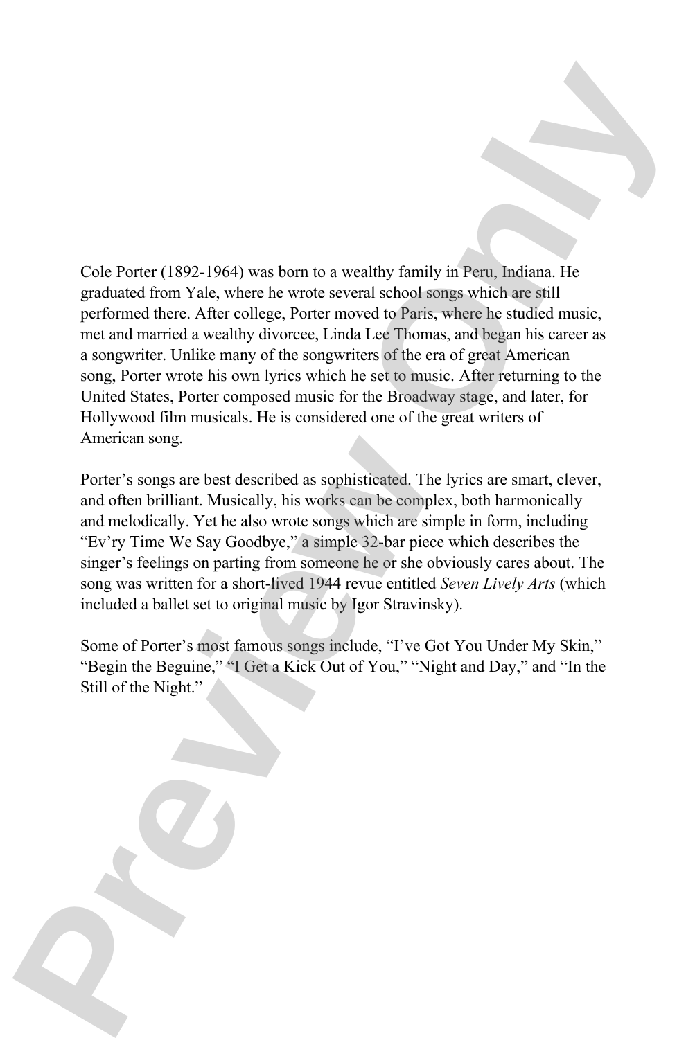 Ev'ry Time We Say Goodbye: SSA Choral Octavo