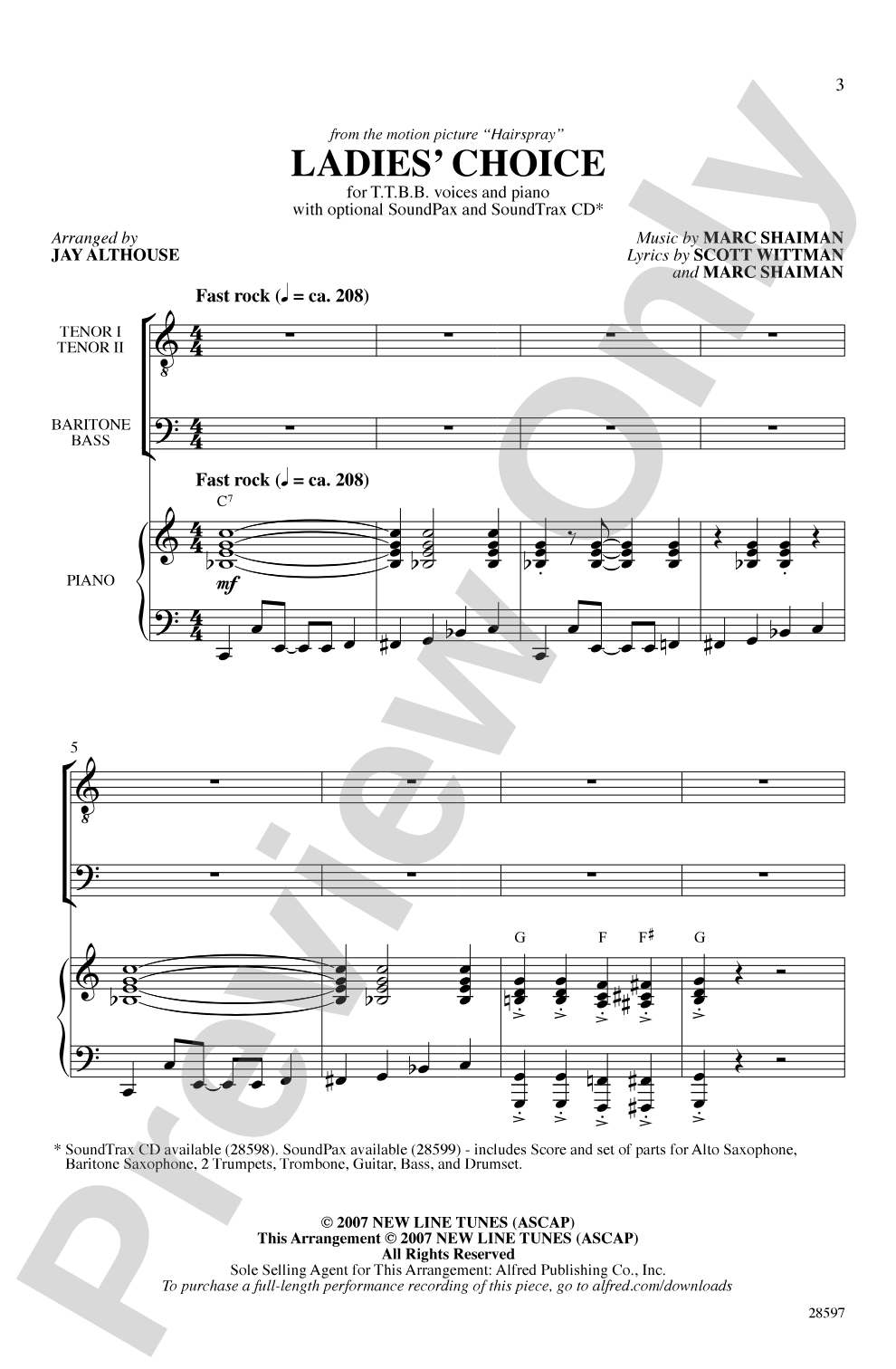 Ladies' Choice: TTBB Choral Octavo