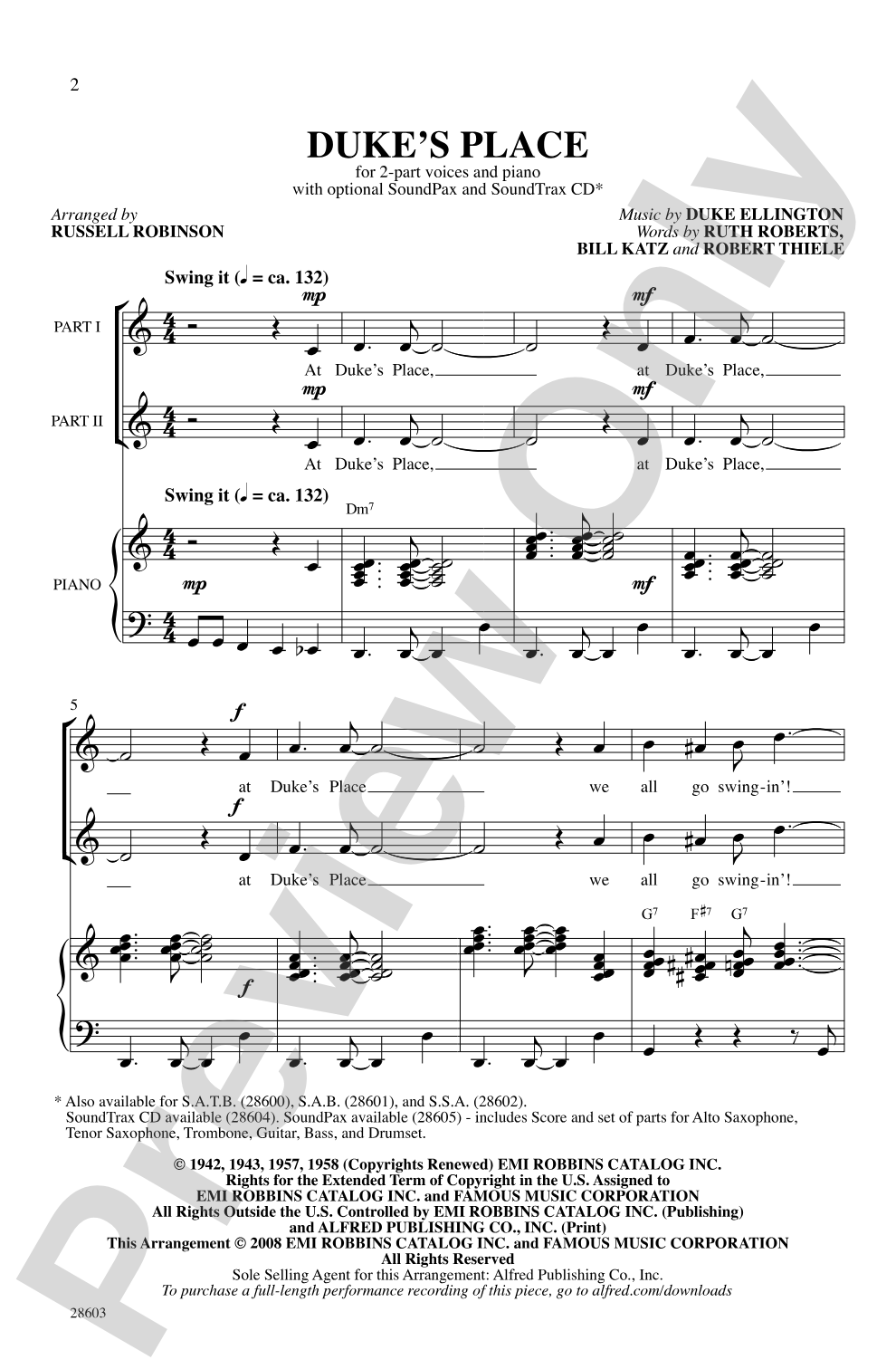 Duke's Place: 2-Part Choral Octavo