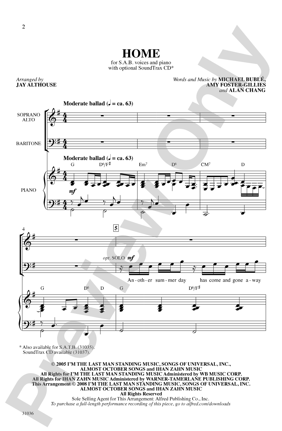 Home: SAB Choral Octavo