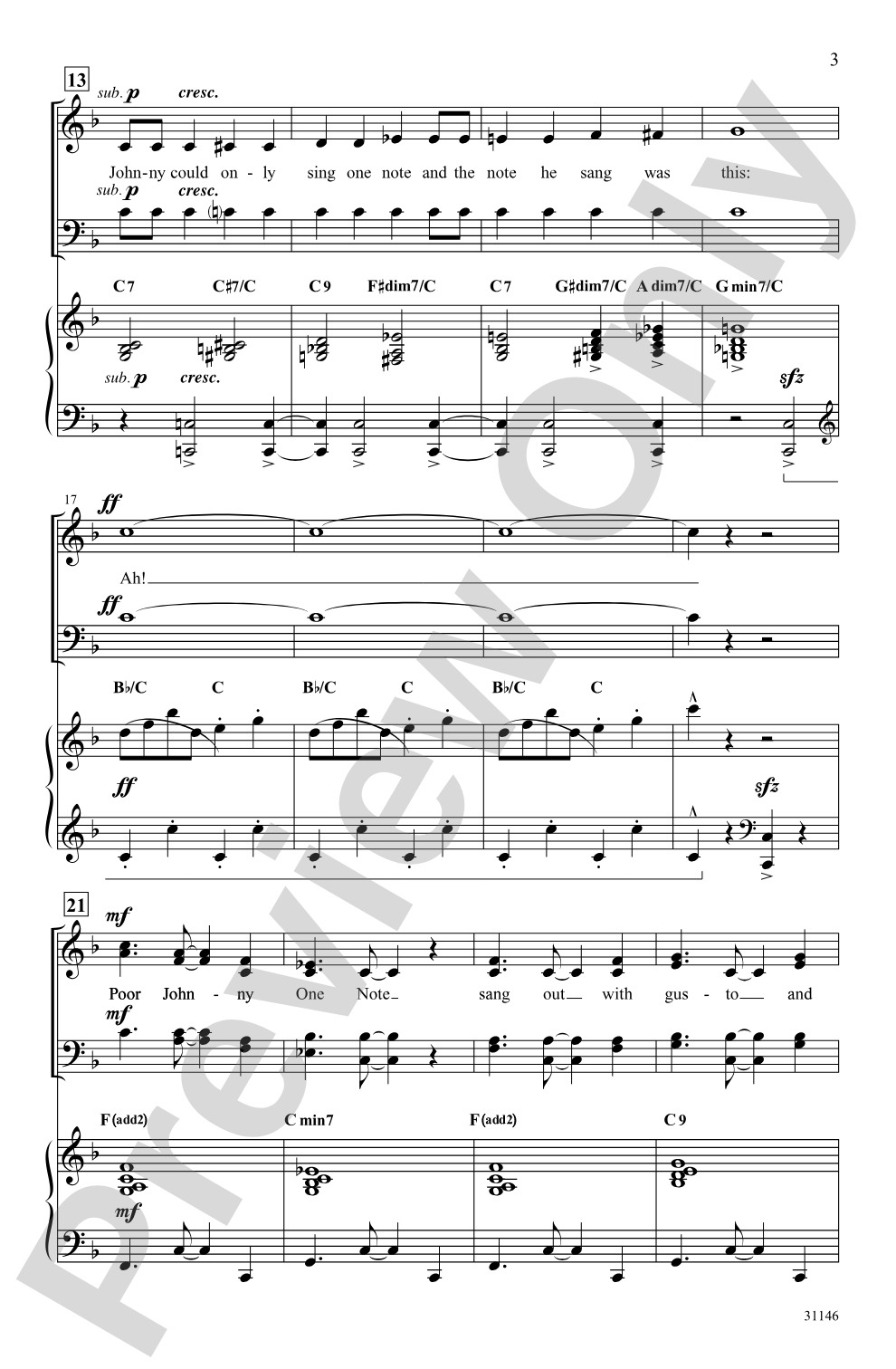 Johnny One Note: SATB Choral Octavo