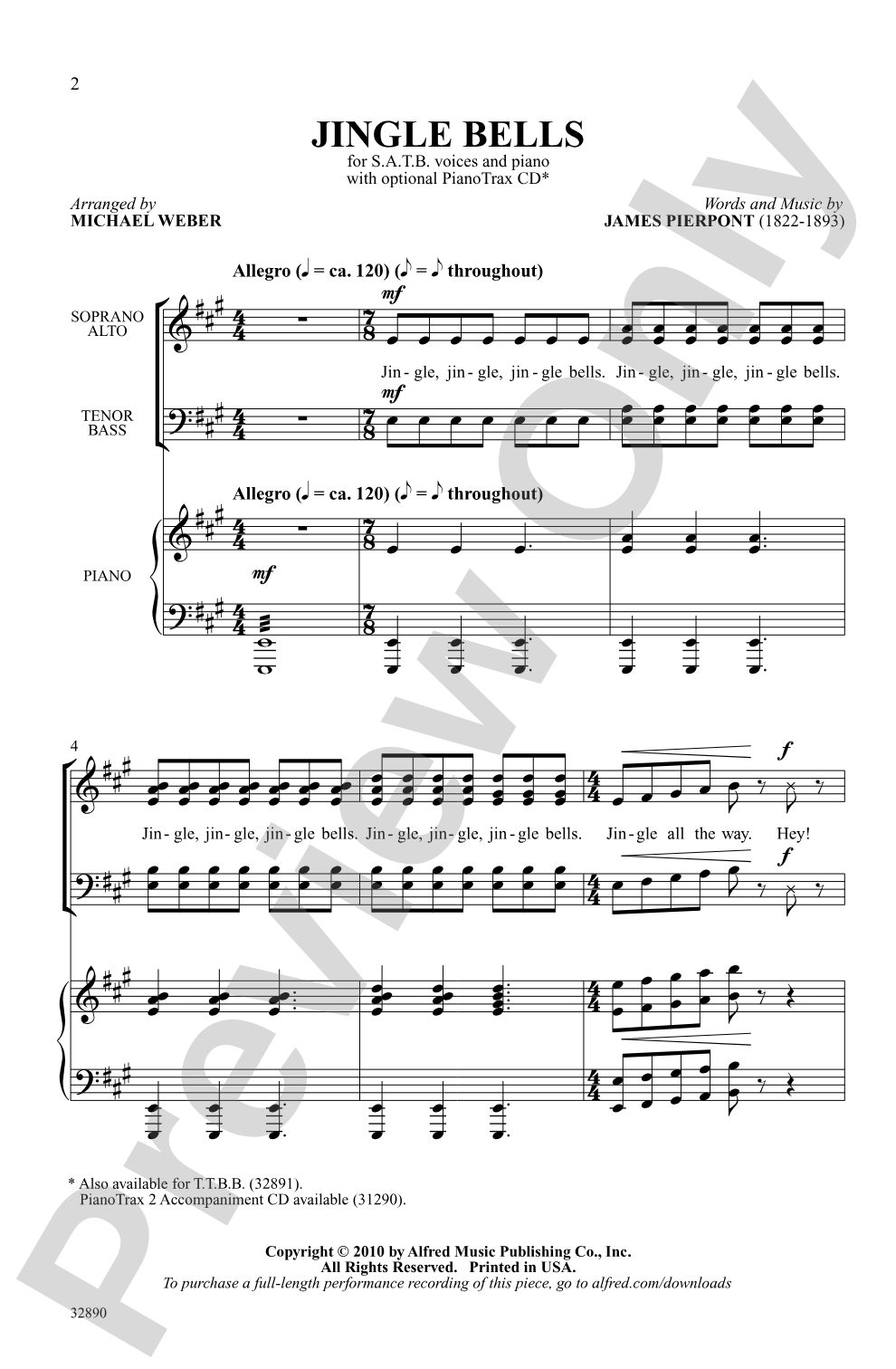 Jingle Bells: SATB Choral Octavo