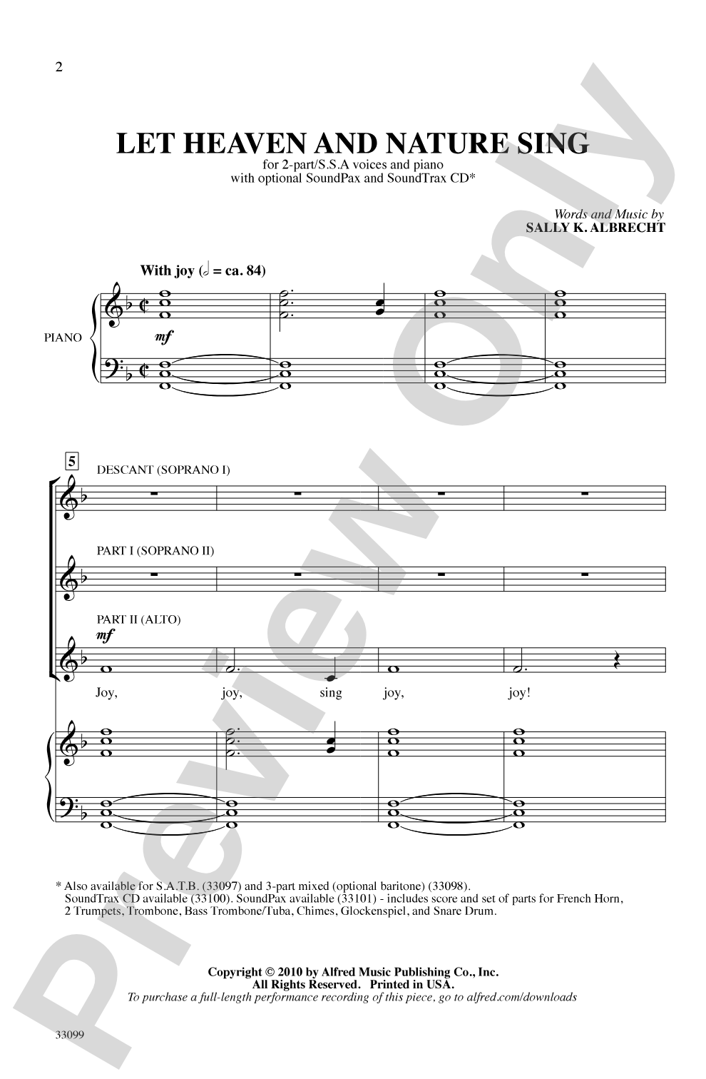 Let Heaven and Nature Sing: 2-Part Choral Octavo