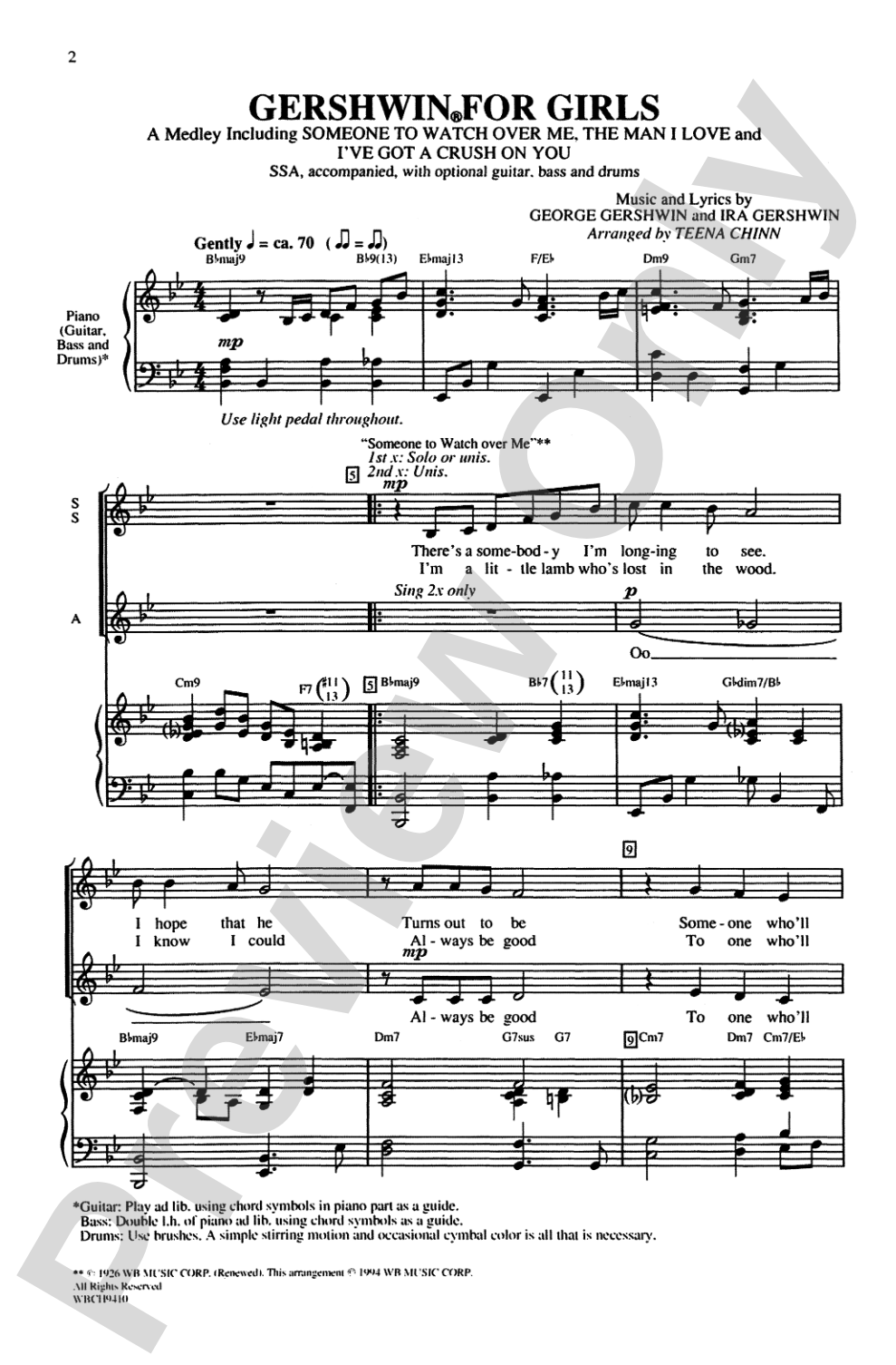 Gershwin for Girls (A Medley): SSA Choral Octavo