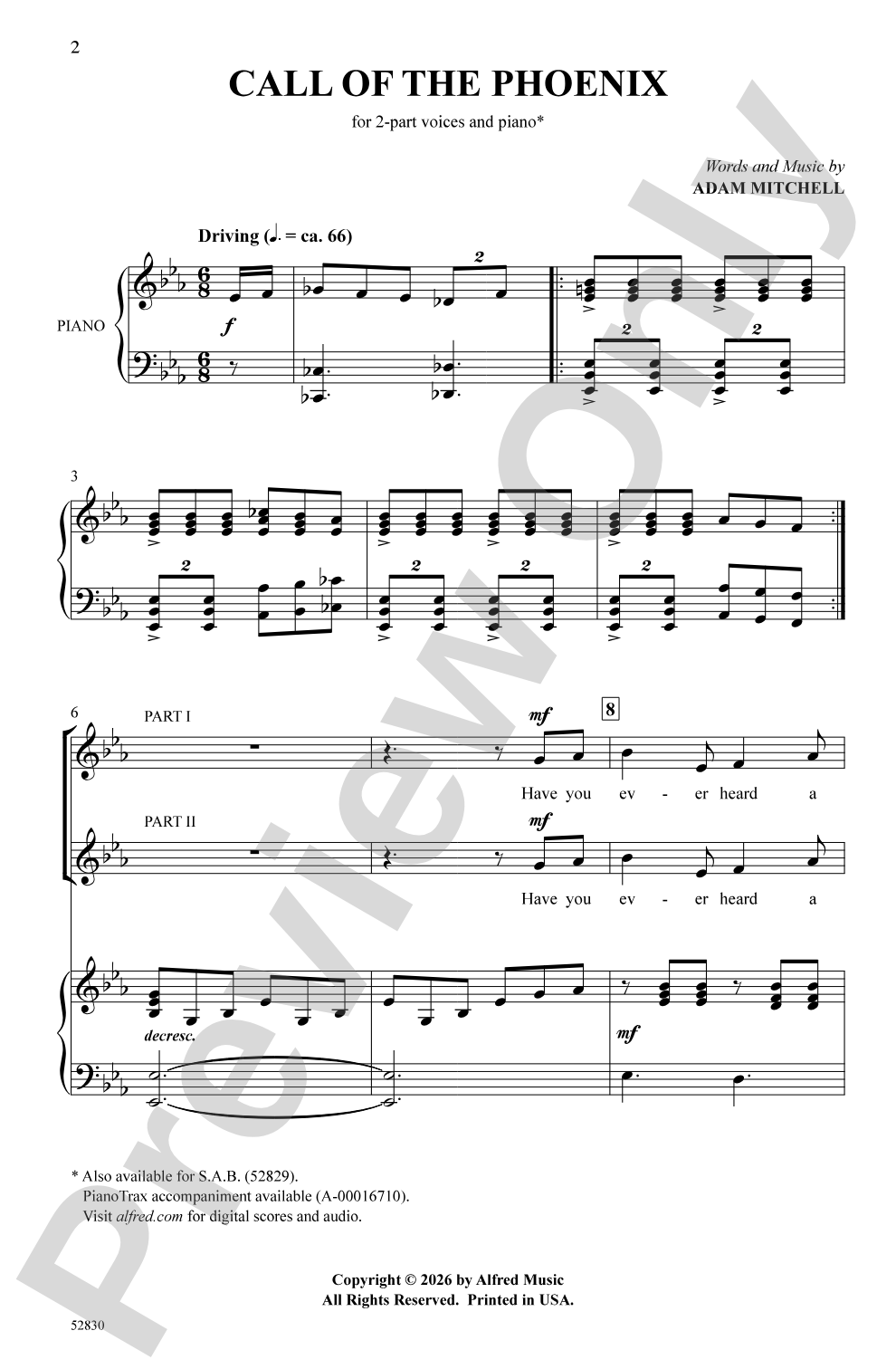 Call of the Phoenix: 2-Part Choral Octavo