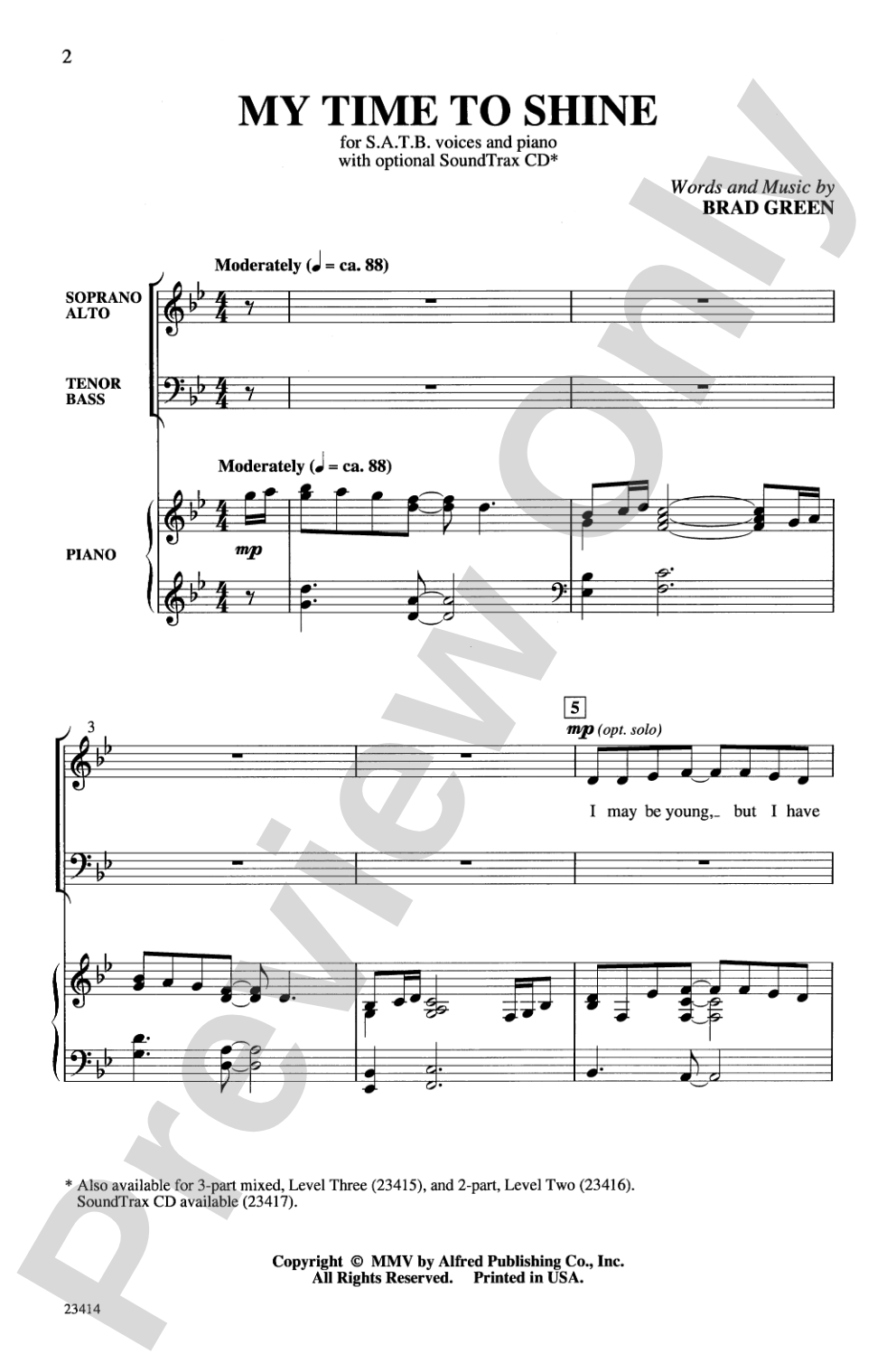My Time to Shine: SATB Choral Octavo
