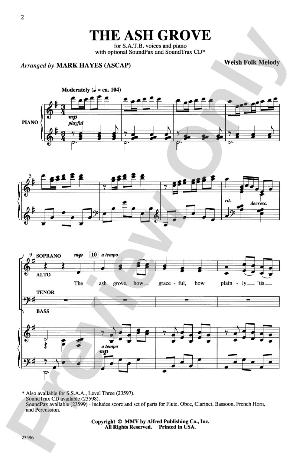 The Ash Grove: SATB Choral Octavo
