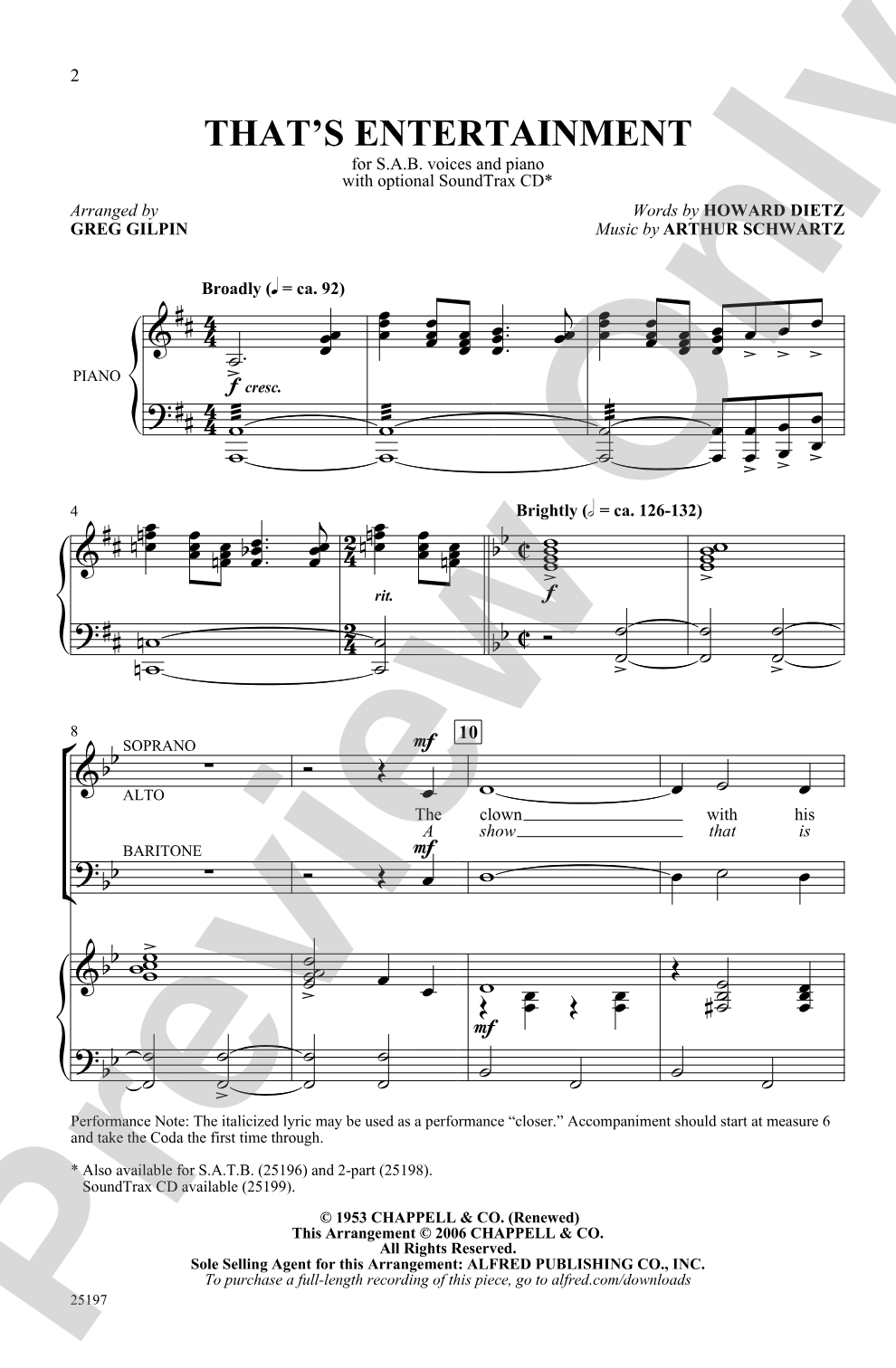 That's Entertainment: SAB Choral Octavo