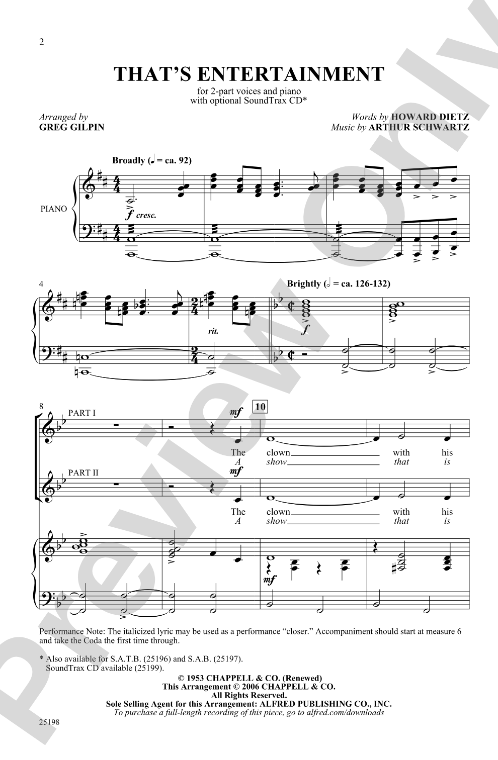 That's Entertainment: 2-Part Choral Octavo