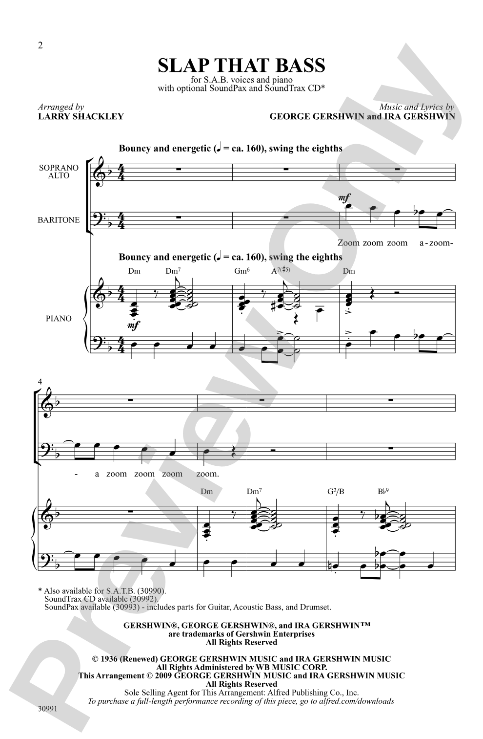 Slap That Bass: SAB Choral Octavo