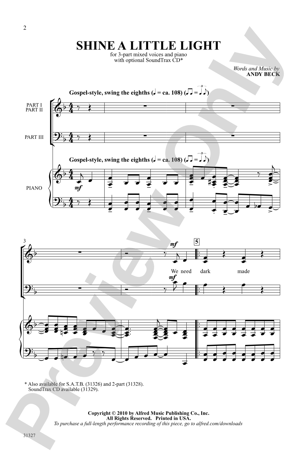 Shine a Little Light: 3-Part Mixed Choral Octavo