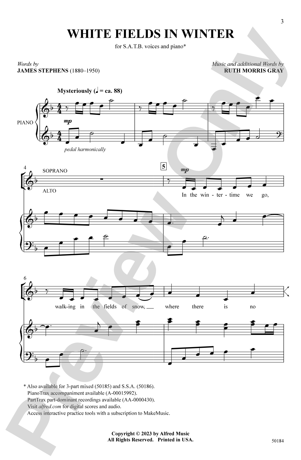 White Fields in Winter: SATB Choral Octavo