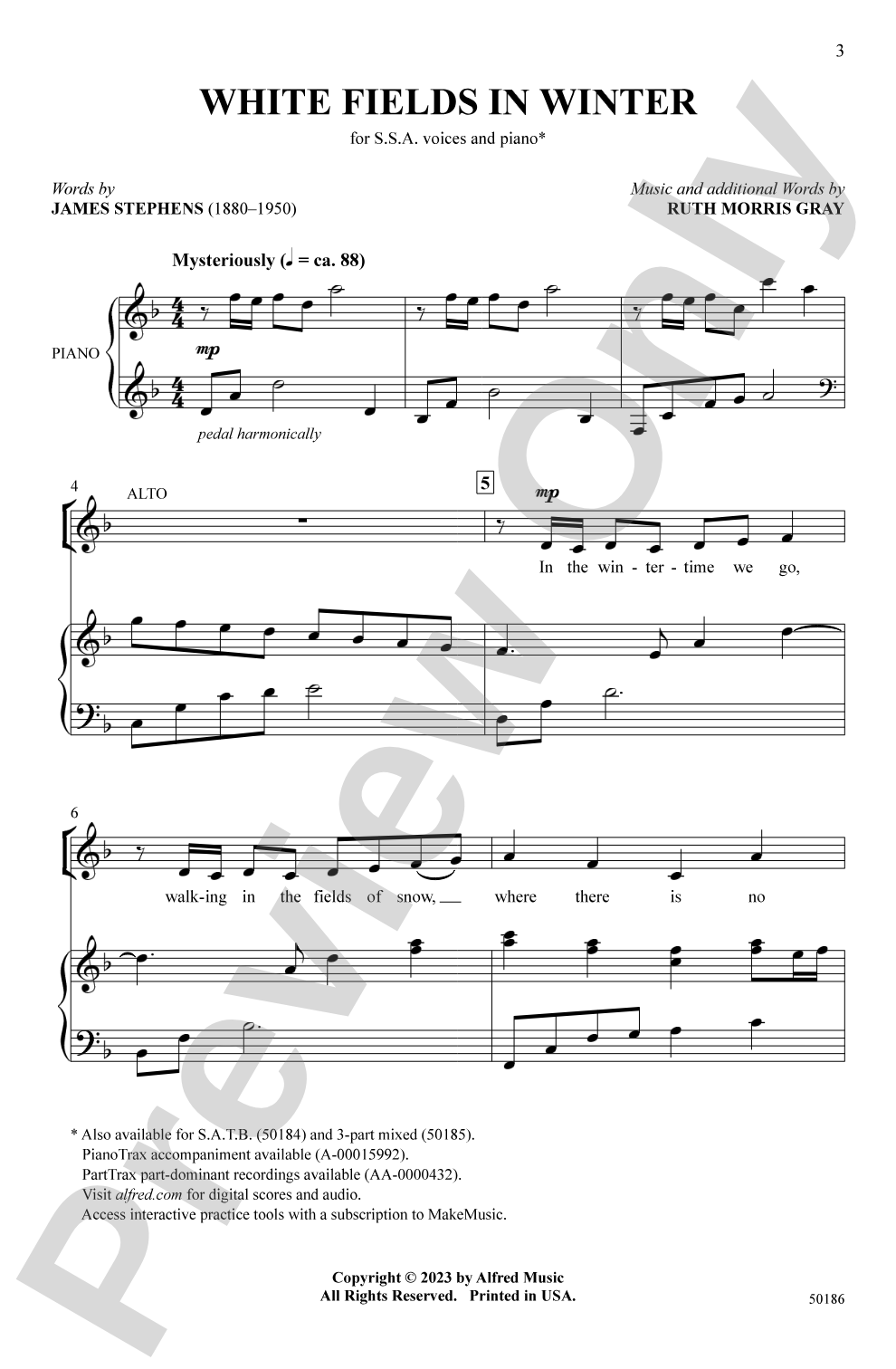 White Fields in Winter: SSA Choral Octavo