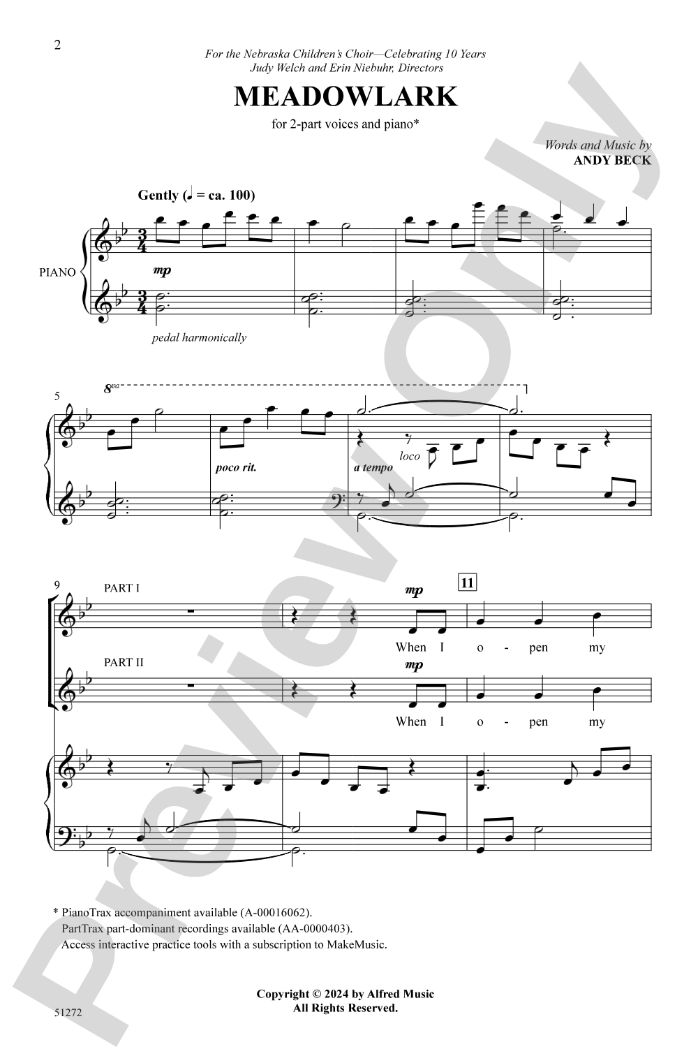 Meadowlark: 2-Part Choral Octavo