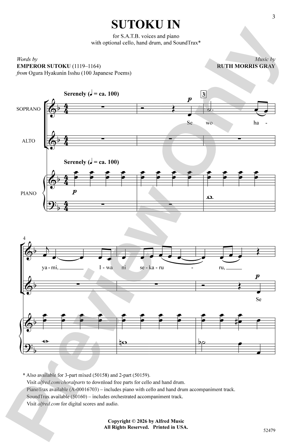 Sutoku In: SATB Choral Octavo