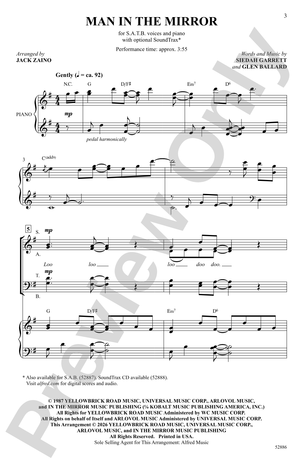 Man in the Mirror: SATB Choral Octavo