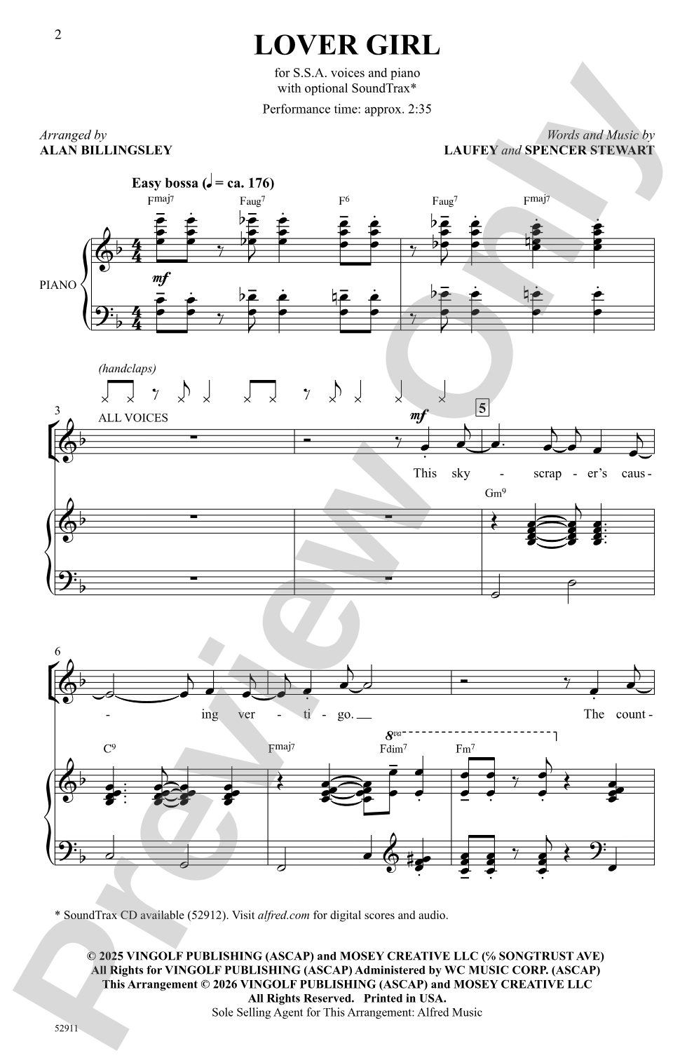 Lover Girl: SSA Choral Octavo