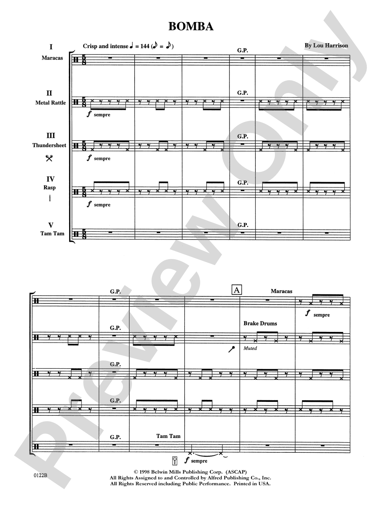 Bomba: Percussion Ensemble Part(s)