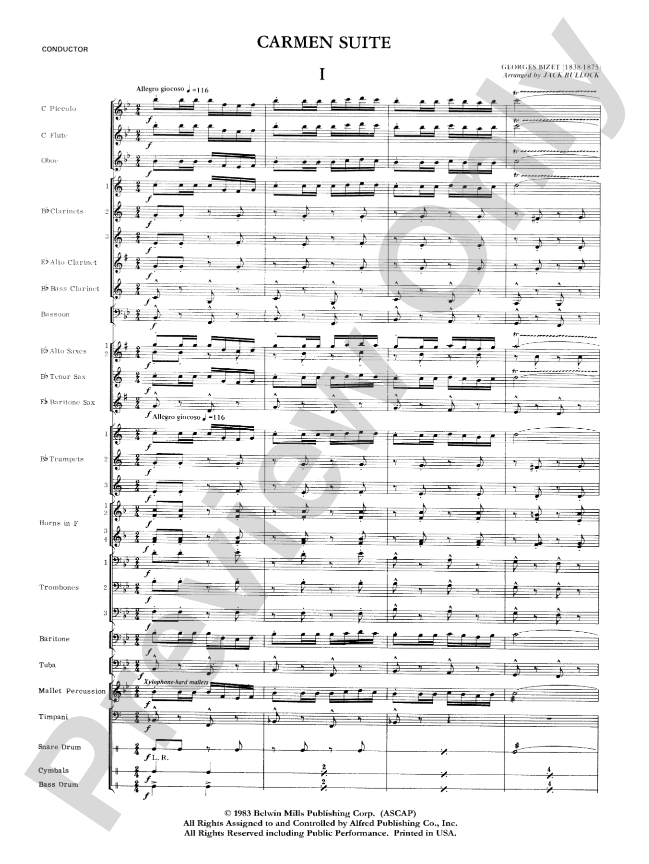 Carmen Suite: Concert Band Conductor Score & Parts