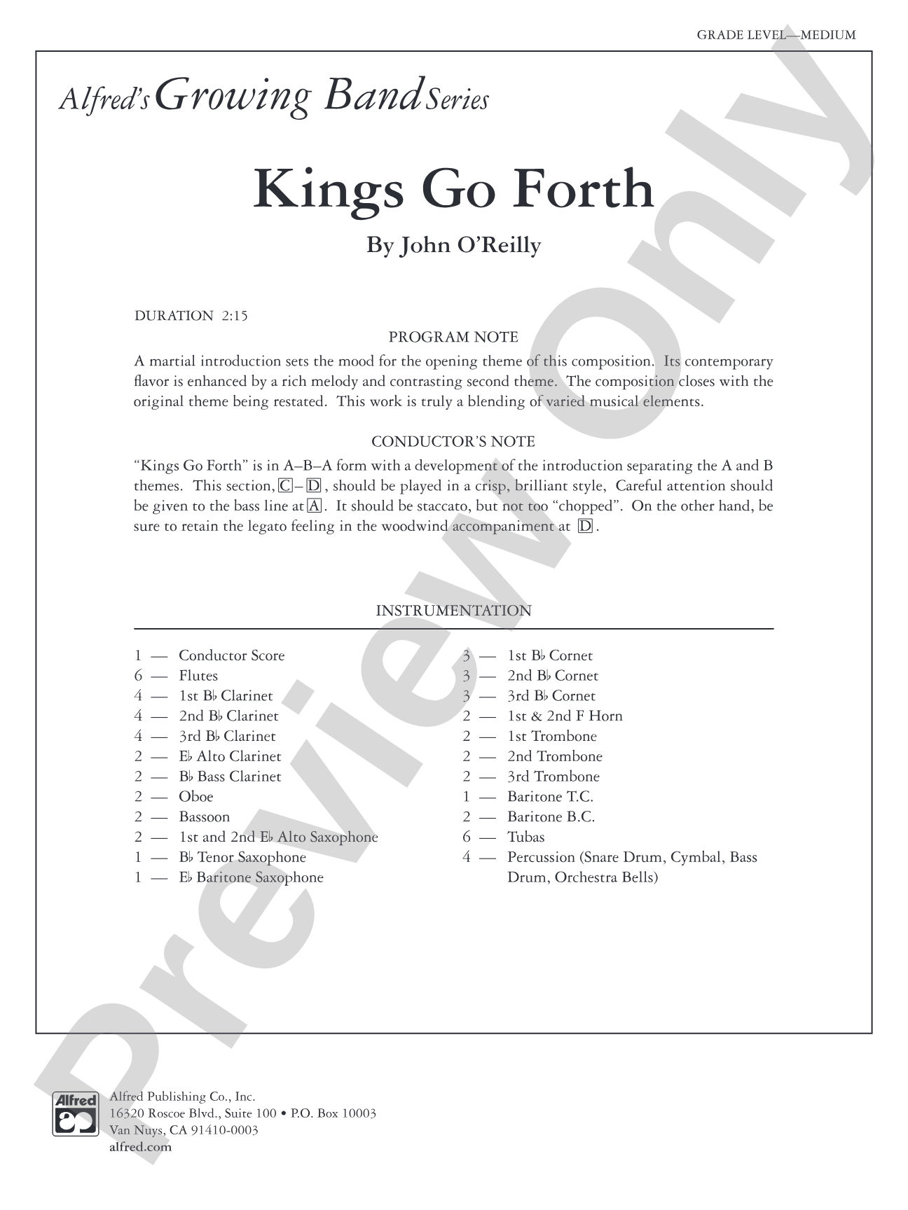 Kings Go Forth: Concert Band Conductor Score & Parts