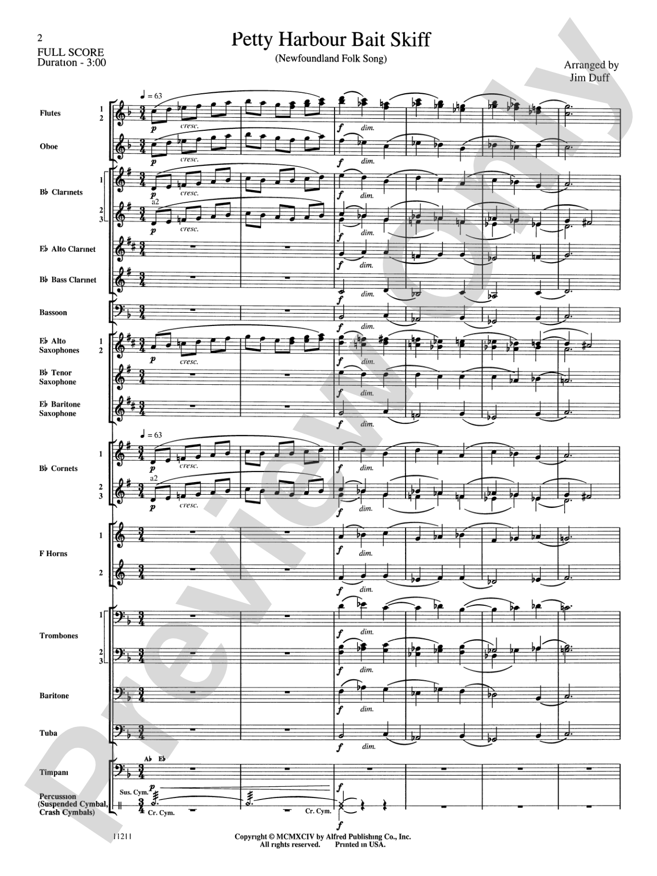 Petty Harbour Bait Skiff: Concert Band Conductor Score & Parts