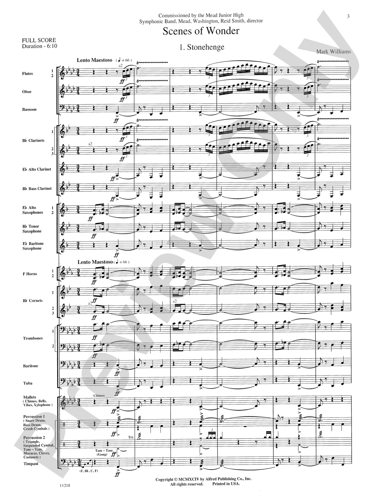 Scenes of Wonder: Concert Band Conductor Score & Parts