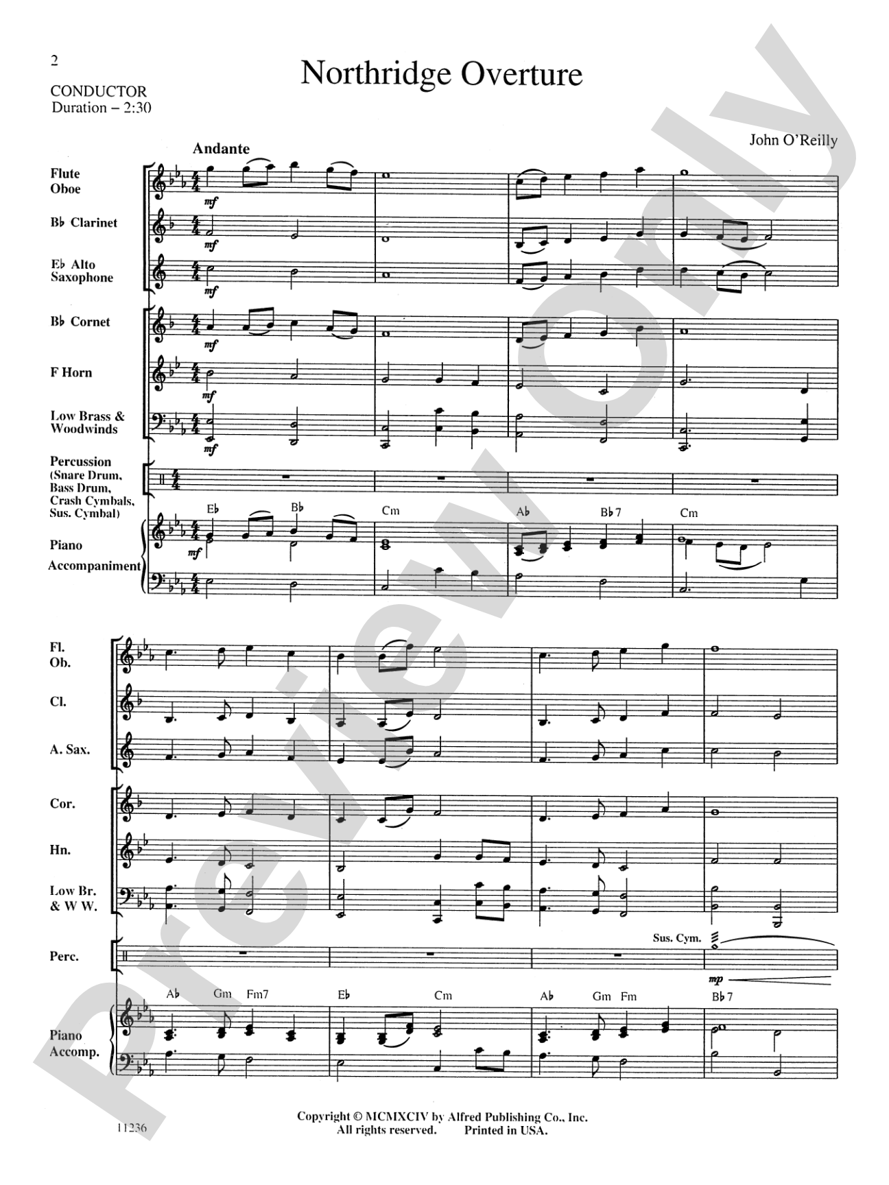 Northridge Overture: Concert Band Conductor Score & Parts