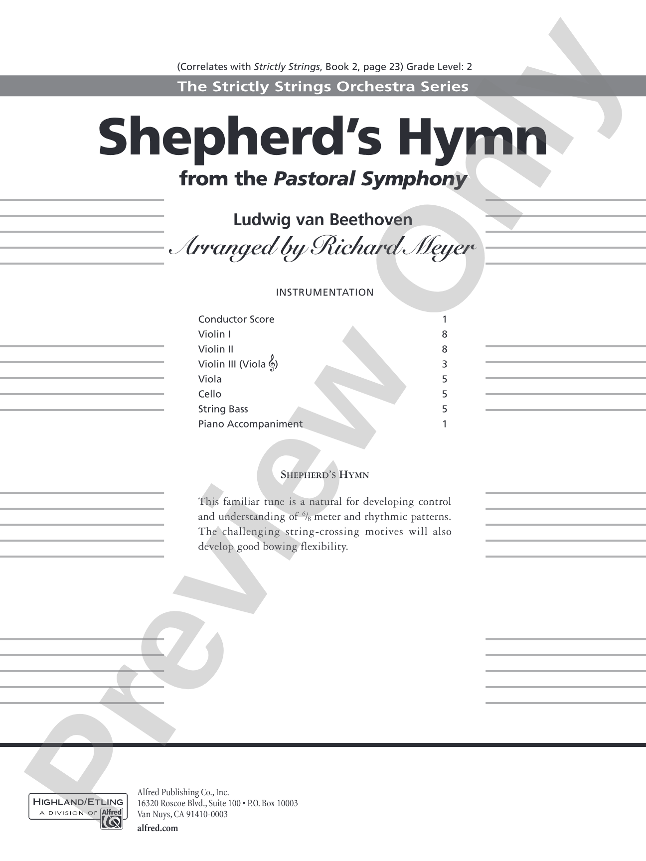 Shepherd's Hymn: String Orchestra Conductor Score & Parts